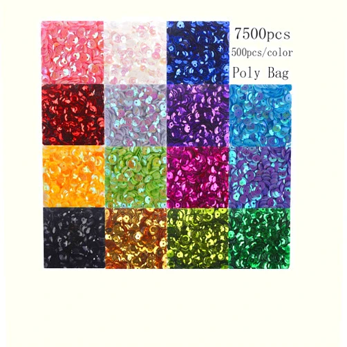 CCINEE Cup Sequins Bagged Iridescent Spangles Craft Mixed 15 Colors 6mm 7500Pcs Rainbow Sequin Bulk Assorted for DIY Arts Crafts Making by CCINEE