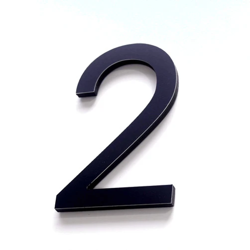 Numeros Residenciales Self Adhesive 6 Inch House Numbers Matte Black (Number 2) - modern brushed aluminium - Numeros Residenciales®
