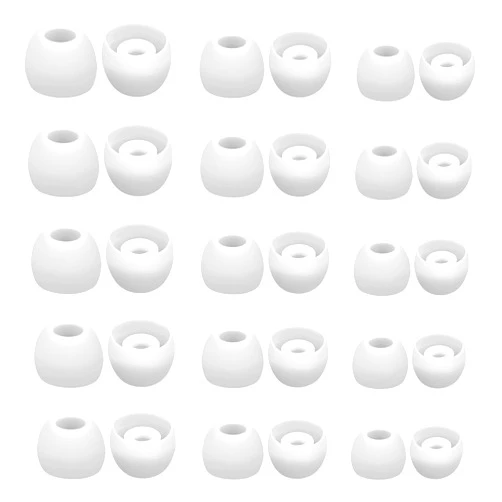 Hariendny 15 Pairs Silicone Ear Bud Replacement Pieces Earbuds Ear Tips Replacement Ear Bud Covers S/M/L Sizes Ear Gels Soft Earphones Earbuds White Ear Cushion Ear Bud Tips Replacement Kit