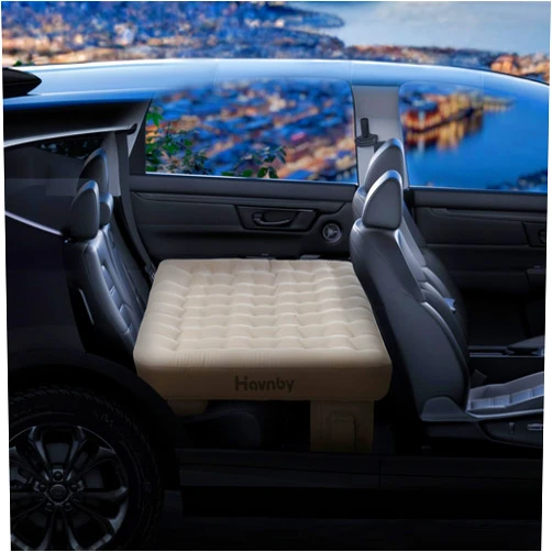 Havnby Inflatable Car Air Mattress for Back Seat Cozypad- Universal Fit SUV/Vehicle Bed Pad, TPU Material with Rechargeable Built-in Pump, Portable Camping & Travel Mattress