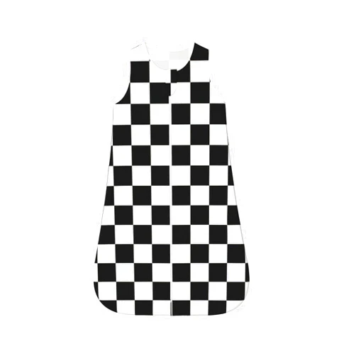 OLGCZM Black White Checkered Baby Unisex Baby Cotton Sleeveless Wearable Sleeping Bag, Sack, Blanket, 6-12 Months Small