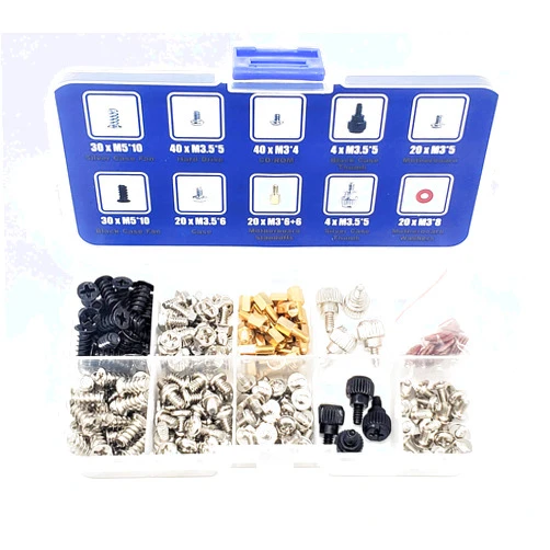MICRO CONNECTORS Microconnectors, Inc. 228 pcs PC Computer Screws Assortment Kit for Computer Hard Drive Mother Board Standoffs Fan CD-ROM Assembling