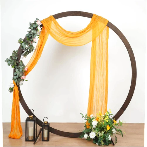 Efavormart.com Efavormart 20ft Gauze Cheesecloth Mustard Yellow Wedding Arch Drapery Fabric, Window Scarf Valance, Boho Arbor Decor Curtain Panel