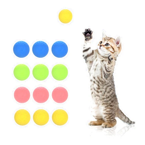 Graunton Cat Ball Toy Indoor Soft Toys use for Kitten Exercise Interaction, Kitten Toys Easy to Carry Going Out, Takes Less Space, Lightweight, Cat Balls Sturdy, Elastic, Noise Free (24pcs)