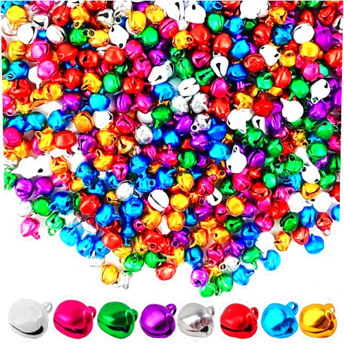 ROYHOO 320PCS 0.4Inch Christmas Jingle Bell/Small Bell/Mini Bell DIY Bracelet Anklets Necklace Knitting/Jewelry Making,Colorful 10mm