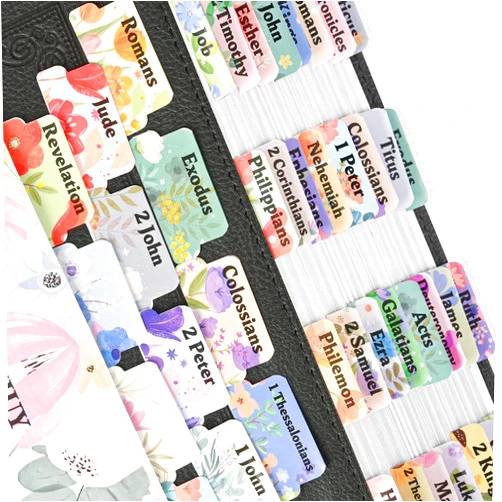 GBYMIUY Bible Tabs, 80 Laminated Bible Book Tabs, Bible Journaling Supplies, Bible Tabs for Women & Men Study Bible, Personalized Bible Index Tabs, Quick Reference, Easy to Read (Floral)