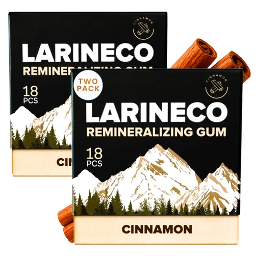 Larine co Larineco Remineralizing Gum with Nano Hydroxyapatite & Xylitol – Sugar-Free Xylitol Gum – Plastic-Free, Dye-Free, Aspartame-Free – Natural Base – 36 Pieces, Cinnamon