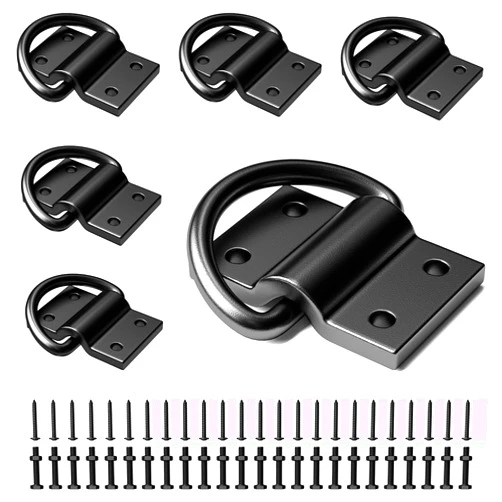Alltie 6PCS Heavy Duty D Rings Trailer Tie Down Anchor, Ultra Durable 6500LB Breaking Strength D Ring Tie Down for Truck Bed, Trailer, with Screws