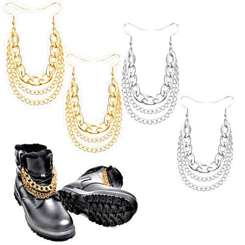 Chethin 4 Pieces Shoelaces Chains Charm Shoe Decorations Hanging Clips Chain DIY Decorative Shoe Chainfor Sneakers Casual Shoes