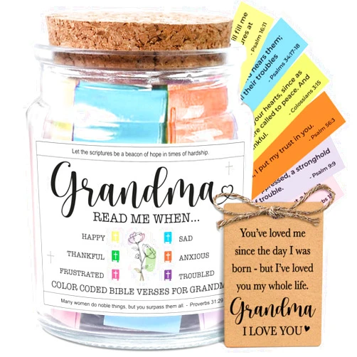 NewEleven Grandma Christmas Gifts - Christian Gift, Grandma Birthday Gifts From Granddaughter, Grandson, Kids - Daily Encouragement, Inspirational Present - Bible Verse Jar