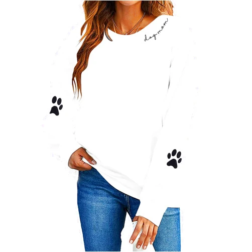 LOTUCY Dog Mom Sweatshirts Women Dog Paw Graphic Mama Life Long Sleeve High Collar Quarter 1/4 Zip Pullover