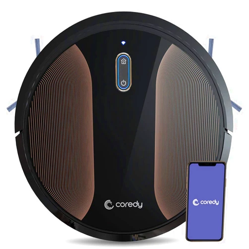 Coredy R580 Robot Vacuum Cleaner, Wi-Fi, App Controls, Work with Alexa, Sweep and Mop, 2000pa Strong Suction, Virtual Boundary Supported, Slim, Quiet Robotic Vacuum Cleaner Cleans Hard Floor to Carpet