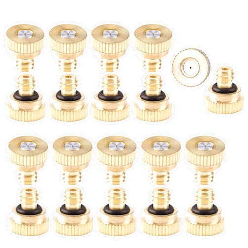 CozyCabin 20 Pcs Low Pressure Brass Misting Nozzles Misting Water Mister Nozzle for Garden, Patio, Greenhouse, Outdoor Cooling Mister System 0.016