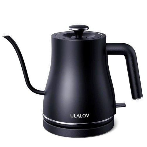 Ulalov Electric Gooseneck Kettle Ultra Fast Boiling Hot Water Kettle 100% Stainless Steel for Pour-over Coffee & Tea, Leak-Proof Design, Auto Shutoff Anti-dry Protection, 1200W-0.8L, Matte Black