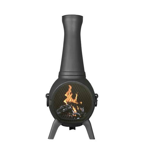 The Blue Rooster Prairie Fire Chiminea Outdoor Fireplace - Wood Burning Cast Aluminum Deck or Patio Firepit