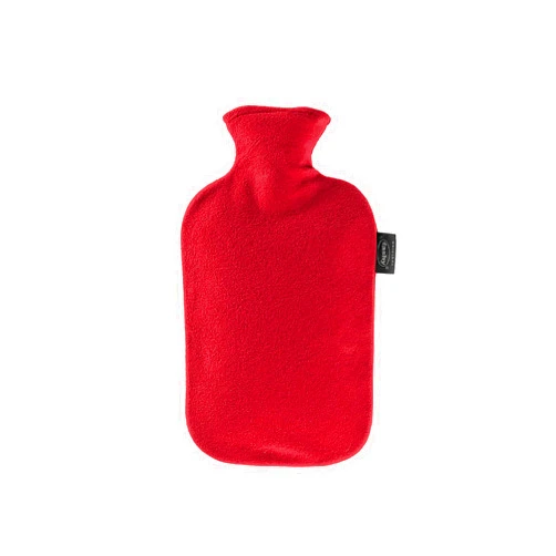 Fashy Hot Water Bottle with Fleece Cover Cranberry - Made in Germany