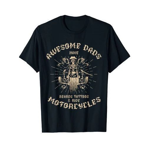 CreativiTee Designs Awesome Dads Have Beards Tattoos and Ride Motorcycles Biker T-Shirt