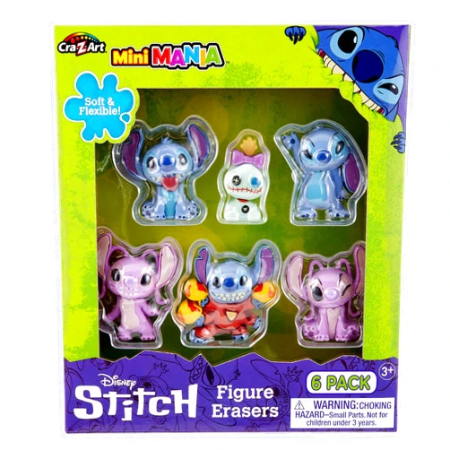 Cra-Z-Art Stitch Surprise 6 Pack Mini Figure Erasers - Get 6 Real, Flexible Erasers to Assemble, Use and Collect, Great for Back to School, Blind Bag Inspired Kids Toy
