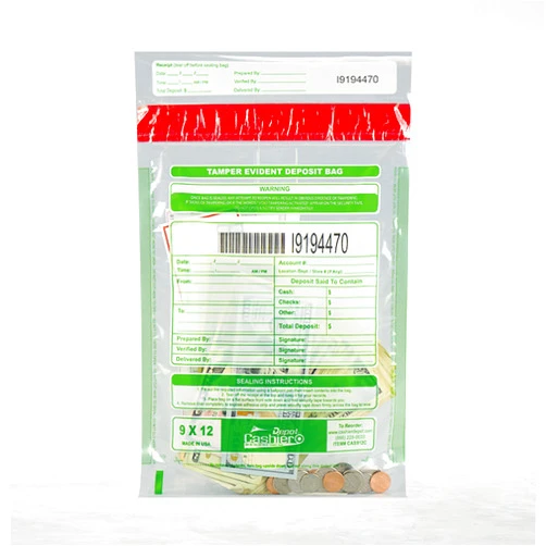 CASHIER DEPOT YOUR ONE STOP SHOP FOR ALL CASHIER'S NEEDS 500 Cashier Depot Tamper Evident Bank Deposit Bags, 9