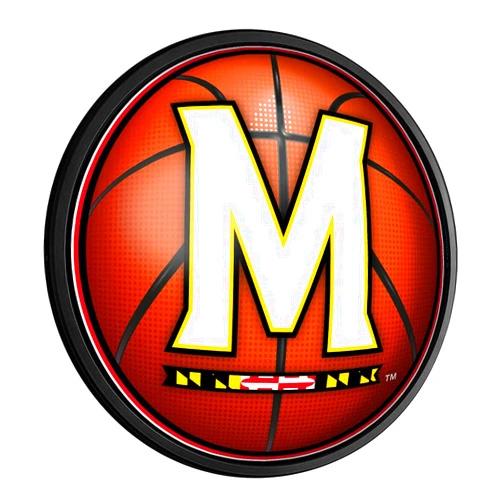 The Fan-Brand The Fan Brands NCAA Maryland Terrapins: Basketball - Round Slimline Lighted Wall Sign - Football, Basketball & Baseball Wall Decor - College Sports Décor for Home, Office, Game Room, Fan Cave & Garage - USA Made