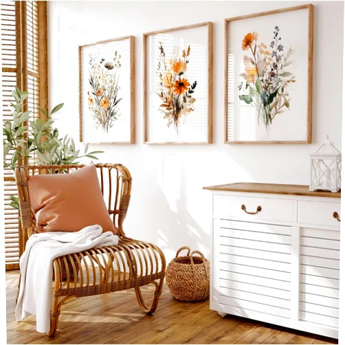 Baccone Botanical Wall Art Set of 3 Floral Wall Decor Prints Vintage Canvas Wall Art Wildflower Watercolor Pictures Farmhouse Artwork Floral Modern Painting for Bathroom Bedroom 12x16 Inch Unframed
