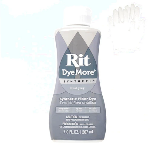Craft County Rit DyeMore 7 Oz. Synthetic Liquid Fiber Dye Single Pack with Plastic Gloves for Clothing, Décor, and Crafts – Frost Gray