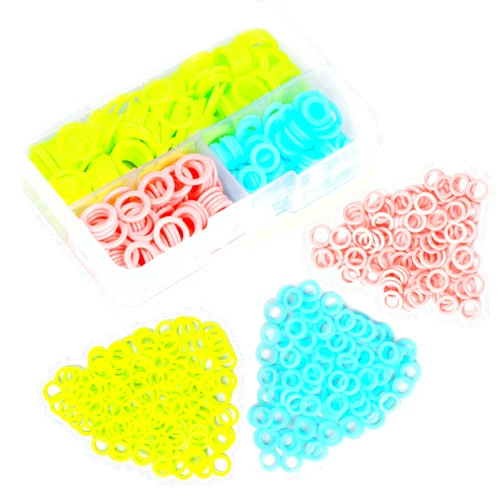 LUNARM 380 Pieces Colorful Knitting Stitch Markers Rings, Stitch Markers Rings(S/M/L) with Portable Storage Box for Sewing DIY Knitting Handcrafts