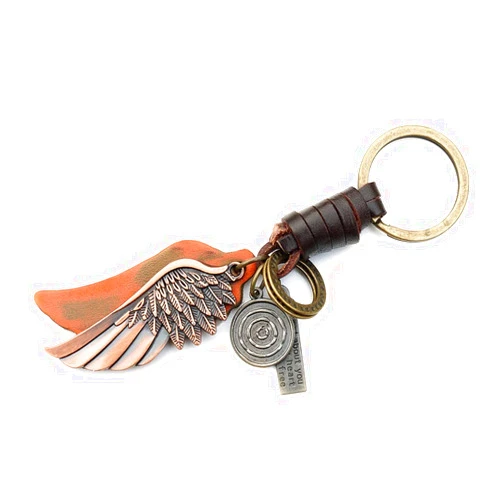 JINZHOUFUZHUANG Guardian Angel Wing Leather KeyChain Best Friend Gift Idea Women Men House Safe KeyRings
