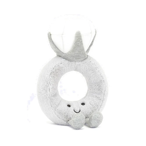 Jellycat Amuseables Diamond Ring Stuffed Toy, 8 inches - Wedding Ring Plush - Engagement and Wedding Gift