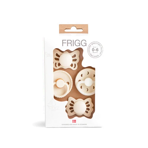 FRIGG Baby's First Pacifier​ - Moonlight Sailing 4-Pack | Made in Denmark | BPA-Free (Cream, 0-6 Months)