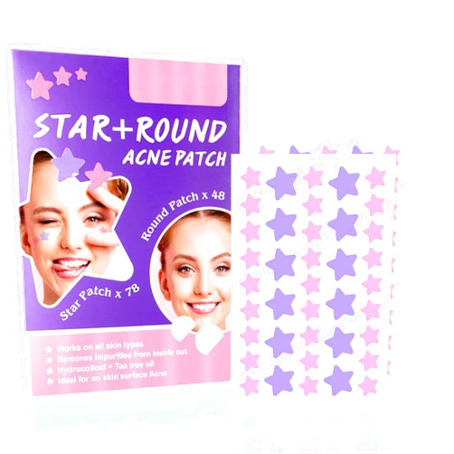 LESFEY 126 Patches Acne Patch Colorful Hydrocolloid Pimple Patch with Natural Tea Tree Oil, Cute Star and Round Shaped Acne Absorbing Cover Patch for Face Zits, Pimples, Blemishes, Spots Acne Dots