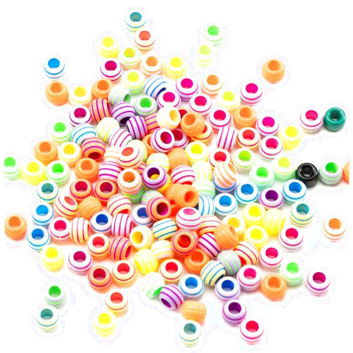 Gxueshan 1000 Pcs Acrylic Rainbow Round Pony Beads Large Hole Hair Beads Bulk Plastic Kandi Beads for Friendship Bracelet Making Kit Jewelry Making (Rainbow)