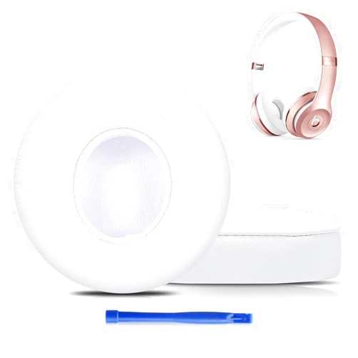 Damex Updated Thickened Solo Wireless 2/3 Replacement Ear Pads,earpads for Beats Solo 2/3 Wireless Headphone (White)