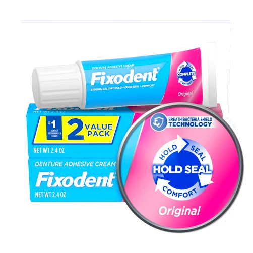 Fixodent Complete Original Denture Adhesive Cream, 2.4 oz, Pack of 2