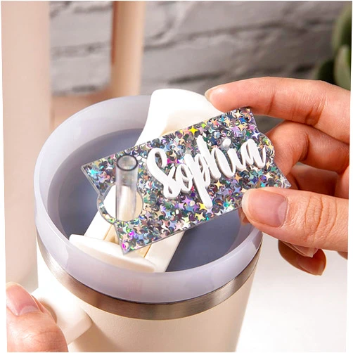 callie Personalized Name Plate for Stanley Cup, Custom Name Tag for Stanley Tumbler Lid Topper Accessories, Acrylic Nameplates Suit for 30oz/40oz