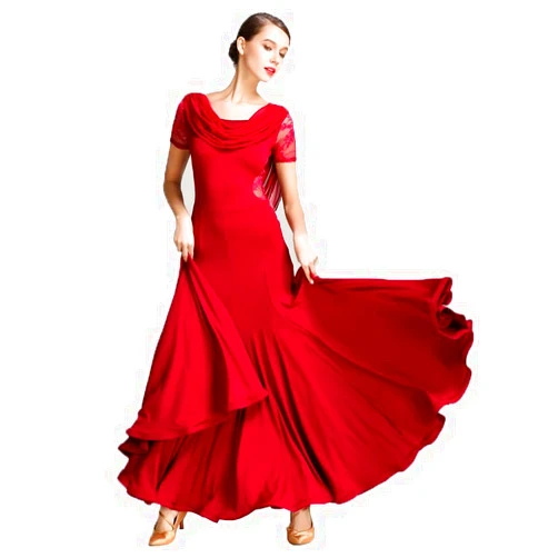 ORIDOOR Exquisite lace Ballroom Dance Waltz Tango Standard Competition Dance Dress