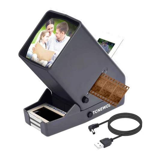 TCNEWCL 35mm Slide and Film Viewer, Negative Viewer, Desk Top LED Lighted Illuminated Viewing, 3X Magnification, USB Powered