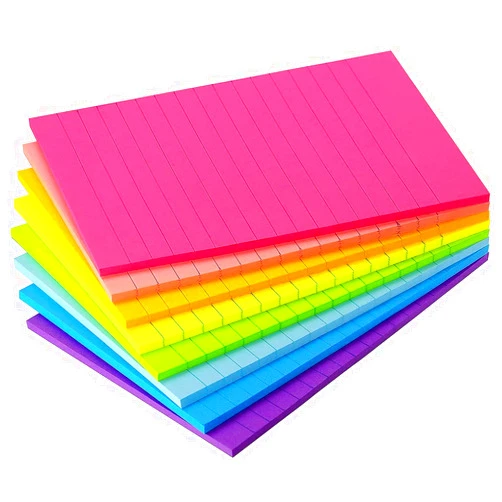 Kozerite Lined Sticky Notes 4X6 in Bright Ruled Stickies Super Sticking Power Memo Pads Strong Adhesive Self-Stick Notes, 8 Pads/Pack, 32 Sheets/pad