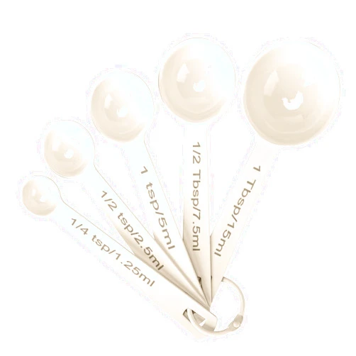 Muchtolove Stainless Steel Measuring Spoons Set of 5, Metal Measuring Cups and Spoons Set for Liquid/Food/Kitchen/Baking (White)
