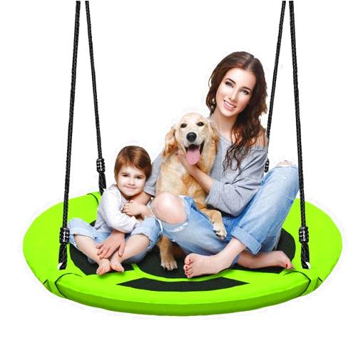 Hisecome 40 Inch Green Saucer Tree Swing Set for Kids Adults 500lb Weight Capacity Waterproof Flying Swing Seat Outdoor Playground, Backyard