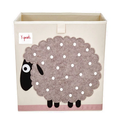 3 Sprouts Toy Storage Organizer: Toy Box Cube Organizer for Playroom, Nursery - Foldable Storage Bin - Sheep