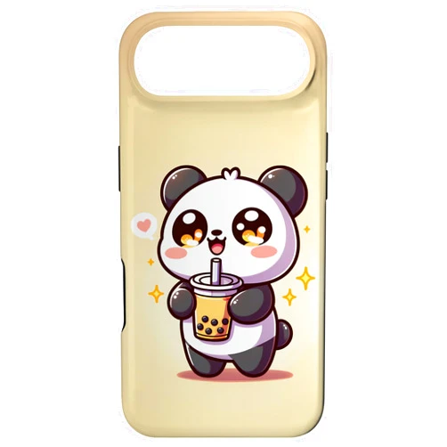Cute Kawaii Panda Drinking Boba Bubble Tea Anime Case for iPhone Air