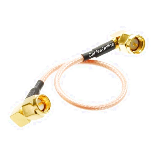 CABLESONLINE.COM ATLANTIC COMPUTERTECH CablesOnline, 6-inches SMA Right-Angle Male to SMA Right-Angle Male RG316 Coax Low Loss RF Cable, RF-MC300