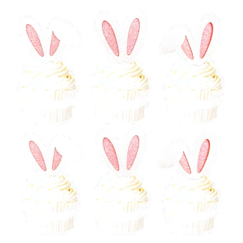 Ercadio 24 Pack Bunny Ear Cupcake Toppers, Glitter Rabbit Ears Cupcake Picks, Cake Toppers for Easter Day Theme Spring Birthday Baby Shower Party Supplies
