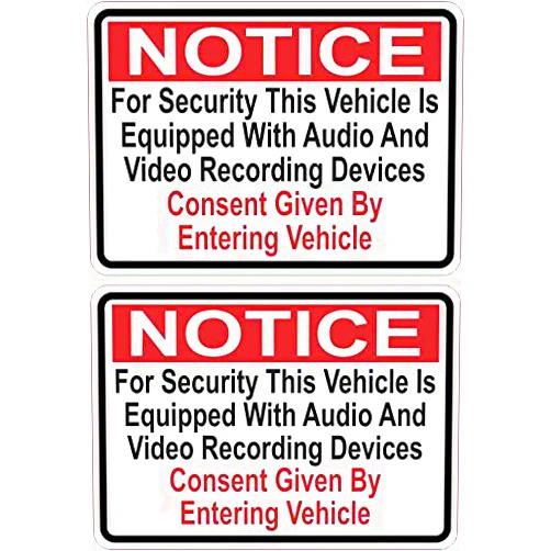 StickerTalk Audio and Video Recording Consent Vinyl Stickers, 1 sheet of 2 stickers, 3.5 inches by 2.5 inches each