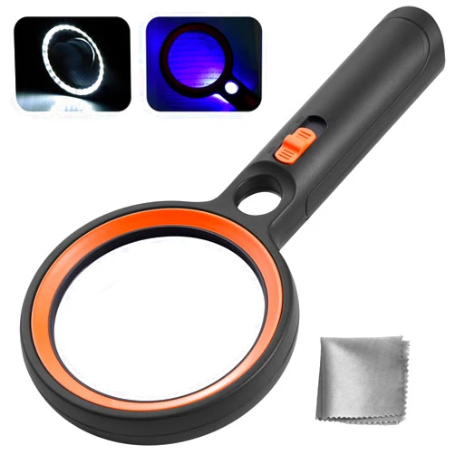 Ntrjtrss 30X Magnifying Glass with Light, 30LED Magnifier with Light, 4.3in Handheld Large Magnifying Glass, 30X 45X 60X Illuminated Magnifier for Seniors Reading, Inspection, Coins, Jewelry, Exploring