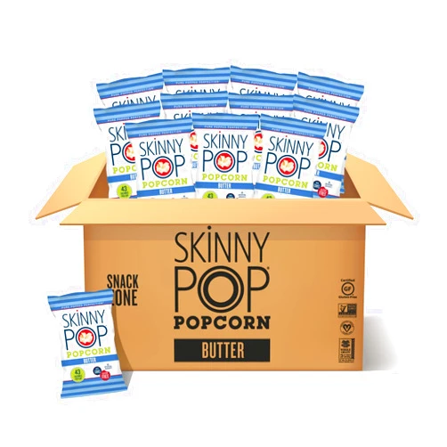 SkinnyPop Butter Popcorn , 12ct, 1oz Individual Snack Size Bags, Skinny Pop, Healthy Popcorn Snacks, Gluten Free