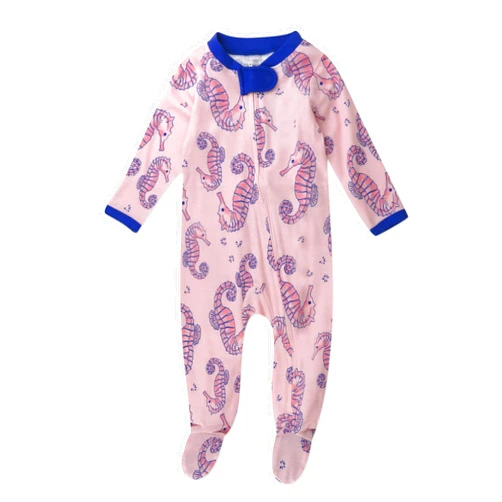 HonestBaby Baby Girls' Sleep and Play Footed Pajamas One-Piece Sleeper Jumpsuit Zip-front Pjs Organic Cotton