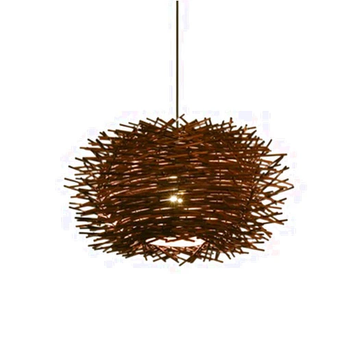 CHENKUI Vintage Rattan Art Lamp Shade Hollow Woven Chandelier for Kitchen Hand Woven Ceiling Hanging Lamp Wicker Bamboo Rattan Basket Chandelier for Dining Room, Living Room, Restaurant Light Fixture