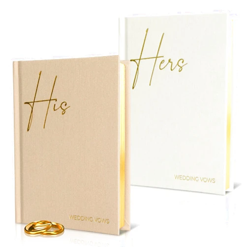 ZICOTO Elegant Linen Wedding Vow Books With Gold Foil Lettering - Perfectly Sized His and Hers Vow Books With Plenty Of Pages To Write Whatever is on Your Heart - A Beautiful Addition For The Wedding Day